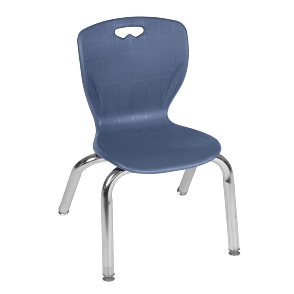 36" Square Mobile Table with 4 Navy Blue Stackable Chairs R418325