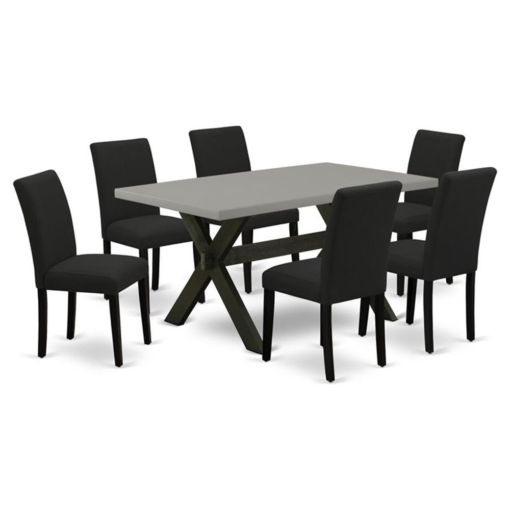 7 Piece Dining Set with 36x60 Inch Table and 6 Black Chairs Y478949