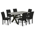 7 Piece Dining Set with 36x60 Inch Table and 6 Black Chairs Y478949