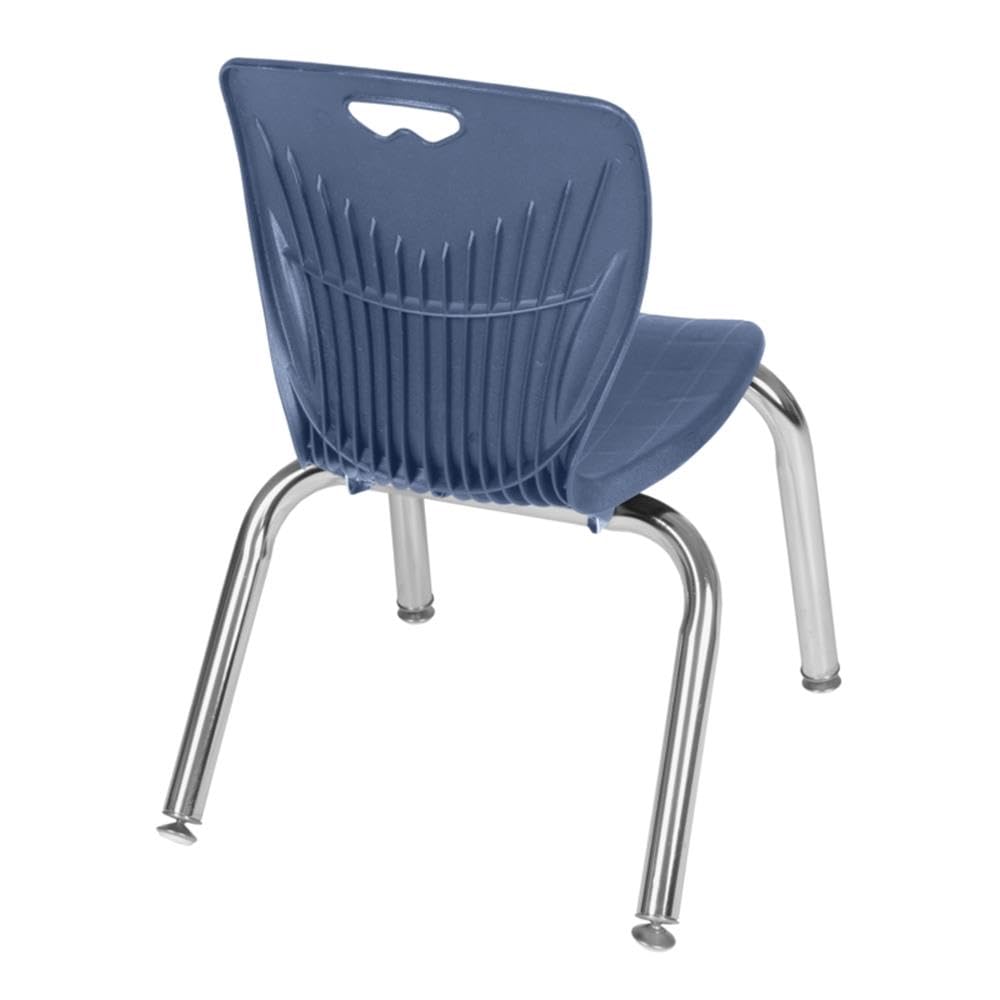 36" Square Mobile Table with 4 Navy Blue Stackable Chairs R418325