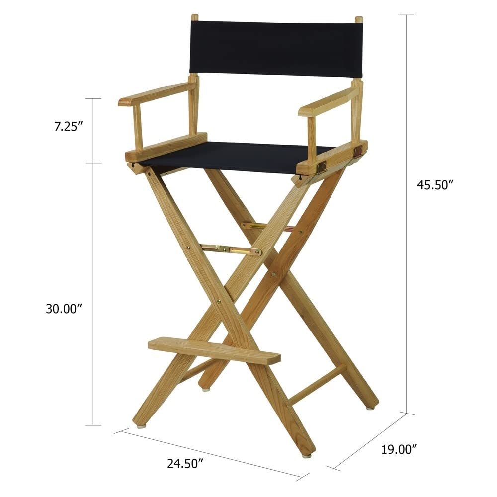 Extra-Wide Bar Height Director's Chair Black Canvas U91072