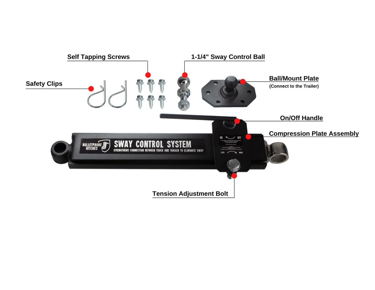 Trailer Anti Sway Control System Rated up to 10,000 lbs Solid Steel Black Powder Coat B501