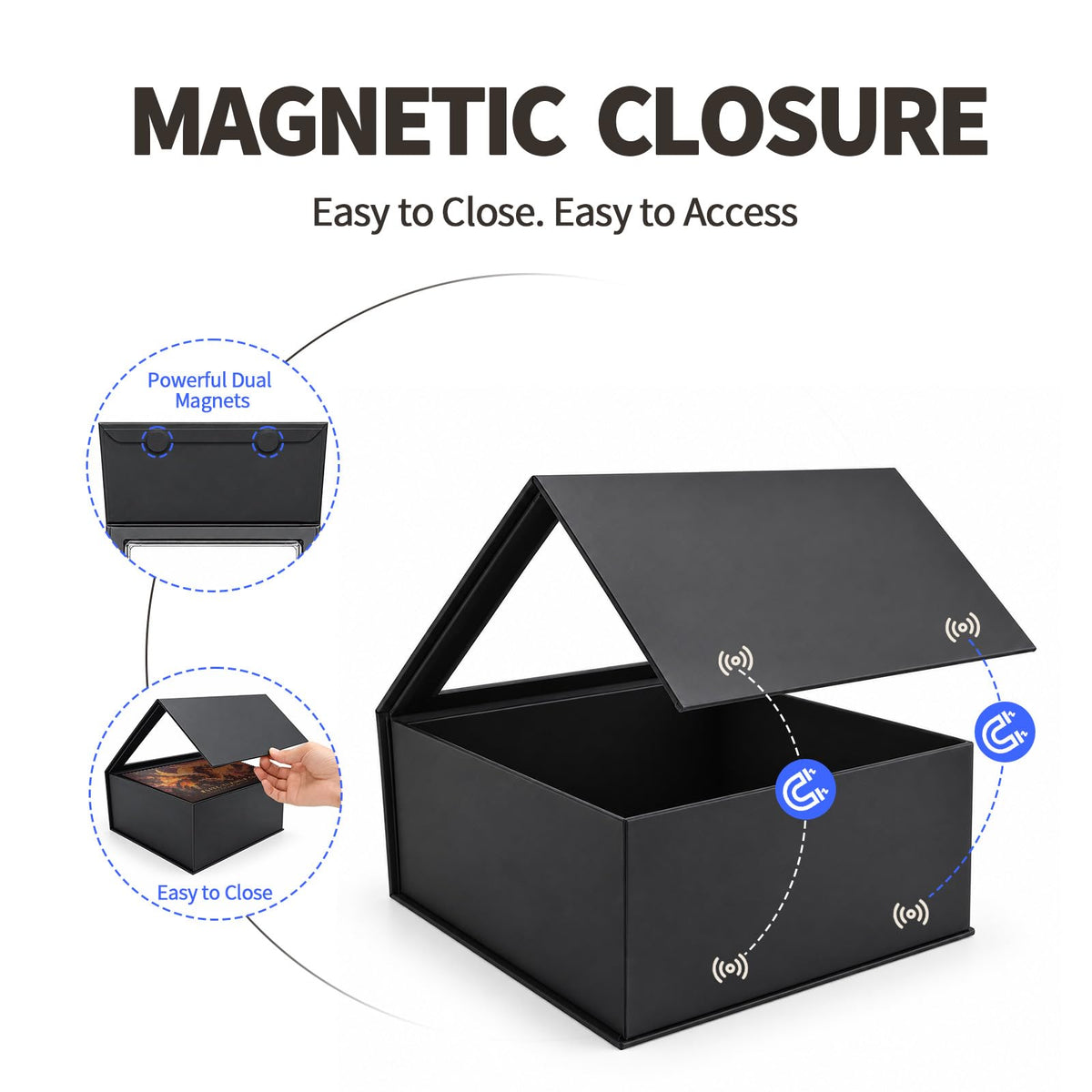 Black Cardboard Magnetic Display Box 4 Pack A125