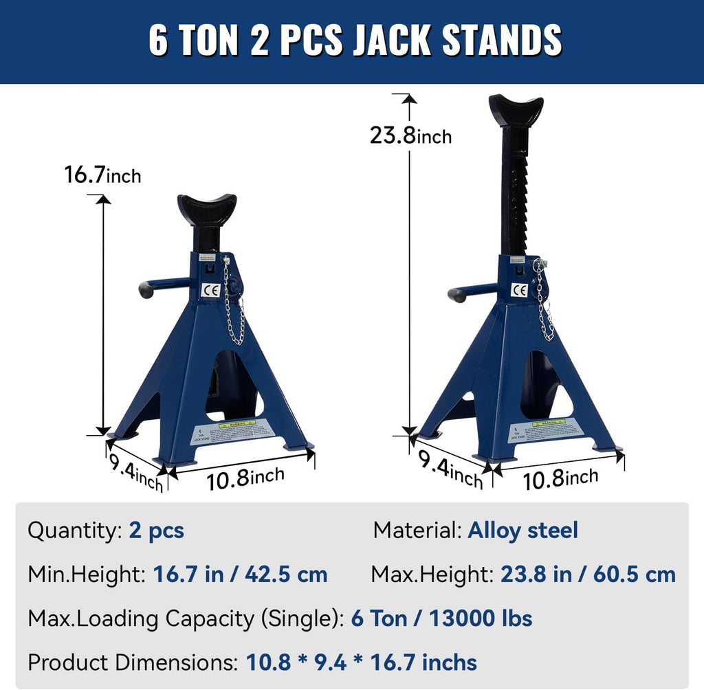 3 Ton Floor Jack & 6 Ton Jack Stands Q9955
