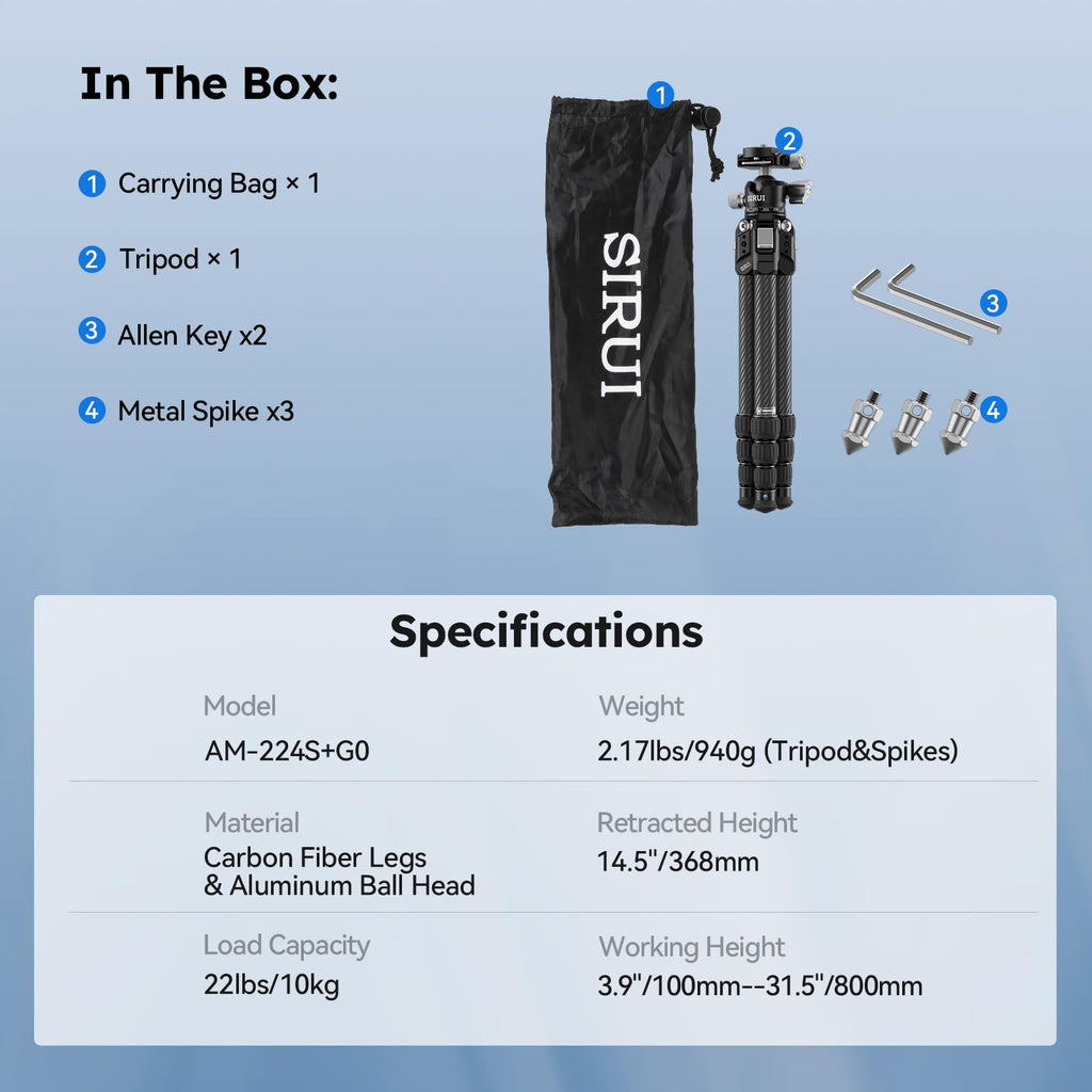 Carbon Fiber Mini Desktop Tripod with 360° Ball Head E430250