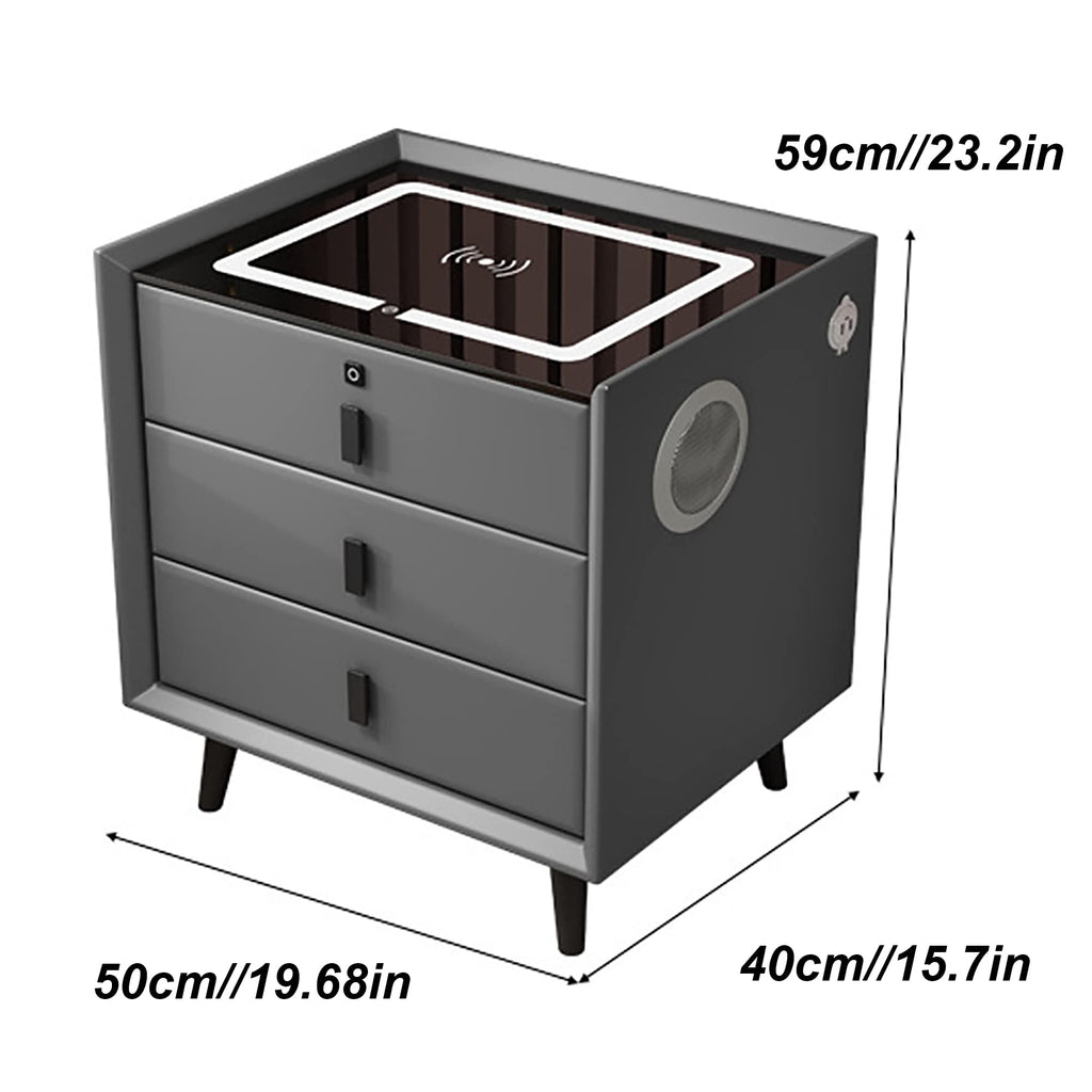 Pink 3 Drawer Nightstand with Charging Station and Speakers L9820