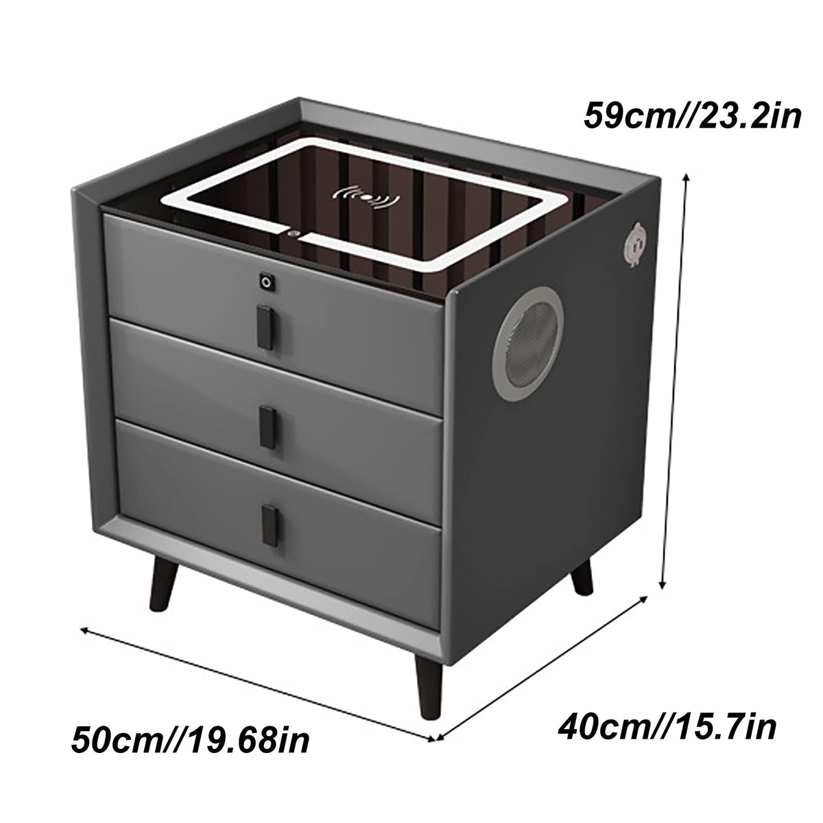 Pink 3 Drawer Nightstand with Charging Station and Speakers L9820