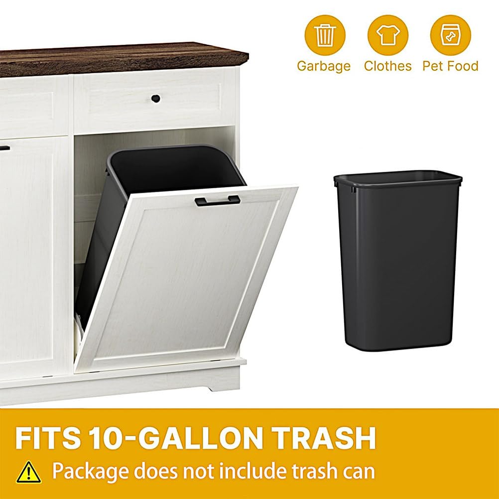 Double Tilt Out Trash Cabinet, Antique White Z7646
