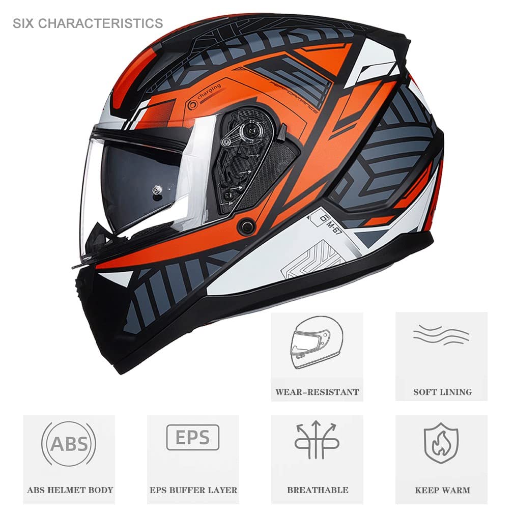 Bluetooth Motorcycle Helmet Anti-Fog Flip Up Full Face DOT Approved C14127
