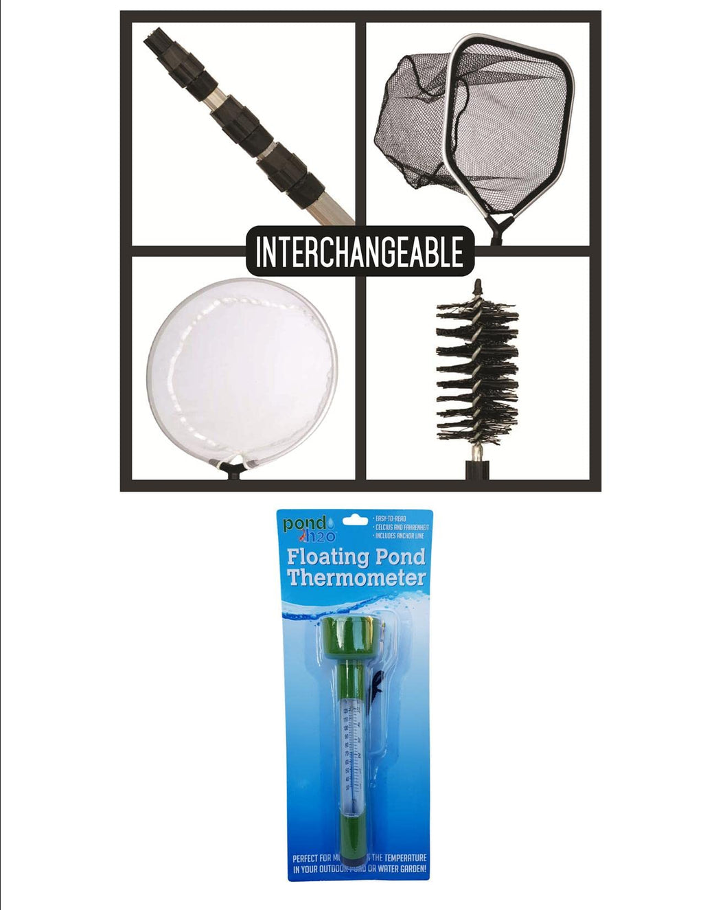 Floating Pond Thermometer & 4-in-1 Pond Cleaning Care Kit P95031