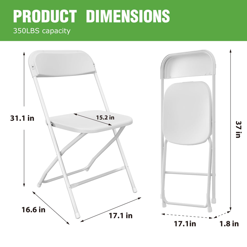 10 Pack White Plastic Folding Chair with Steel Frame N971
