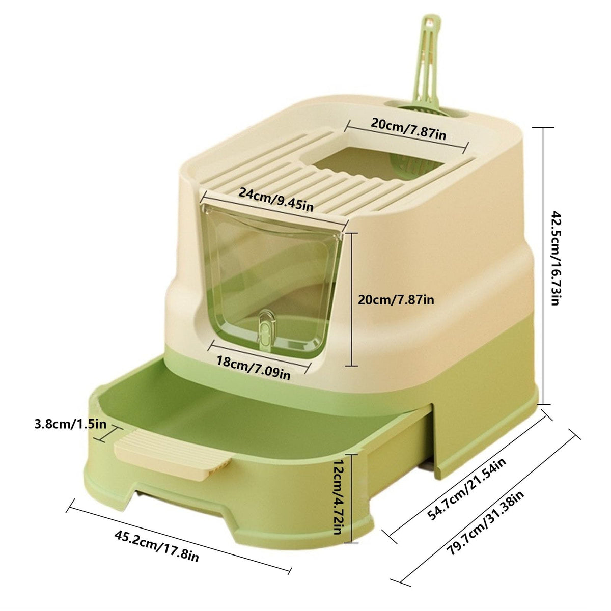 Large Top Entry Enclosed Cat Litter Box with Lid and Scoop V59586