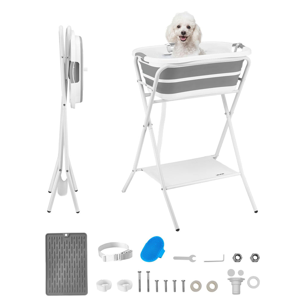 Elevated Collapsible Pet Bathtub with Drain Hose R43748
