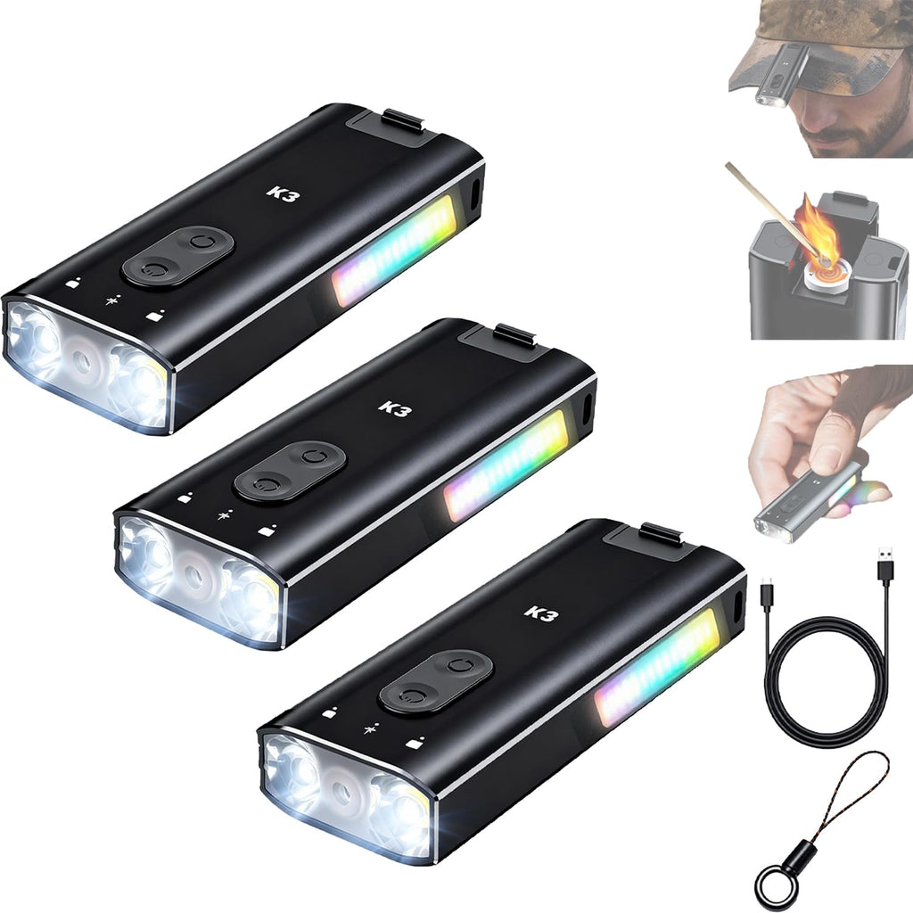 800 Lumens Rechargeable EDC Keychain Flashlight with UV & Red LED J9149