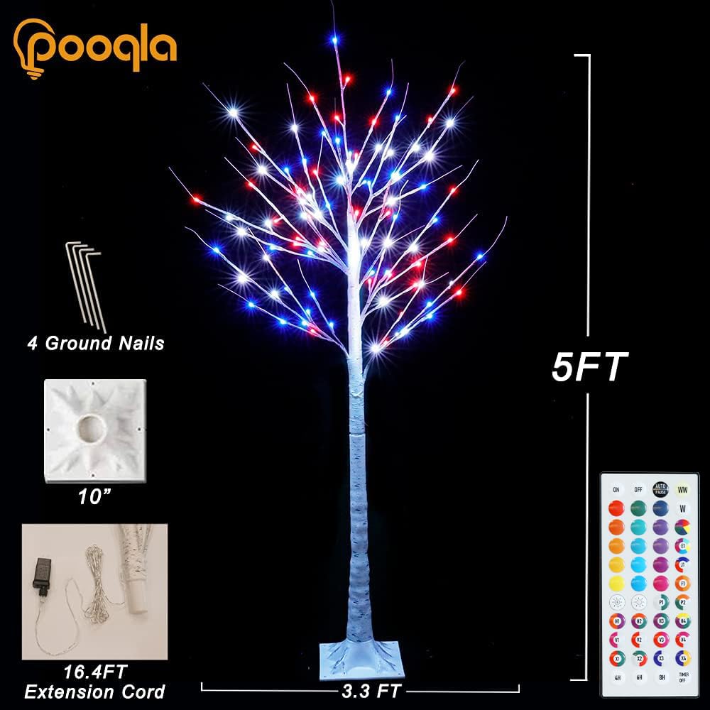 5 ft RGB Lighted Birch Tree U678