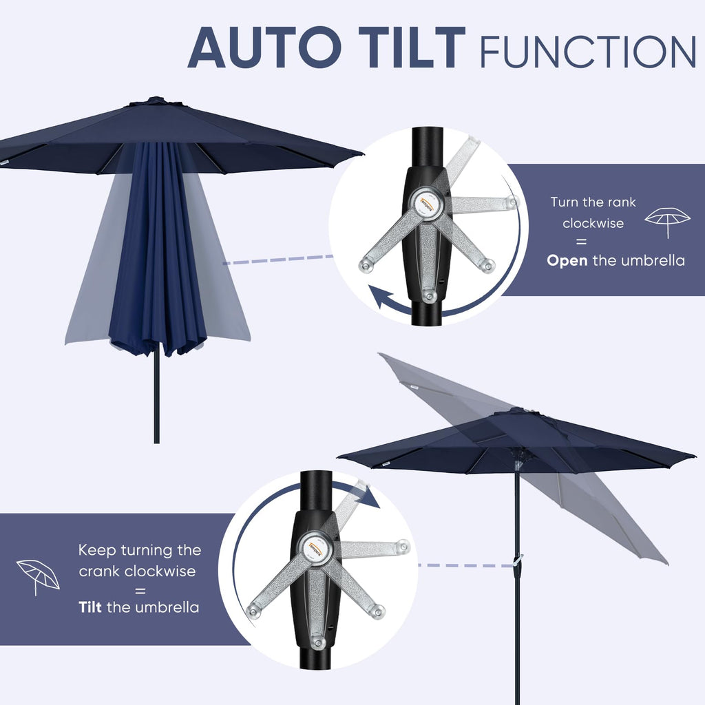 Patio Market Outdoor Table Umbrella with Auto Tilt and Crank G644570