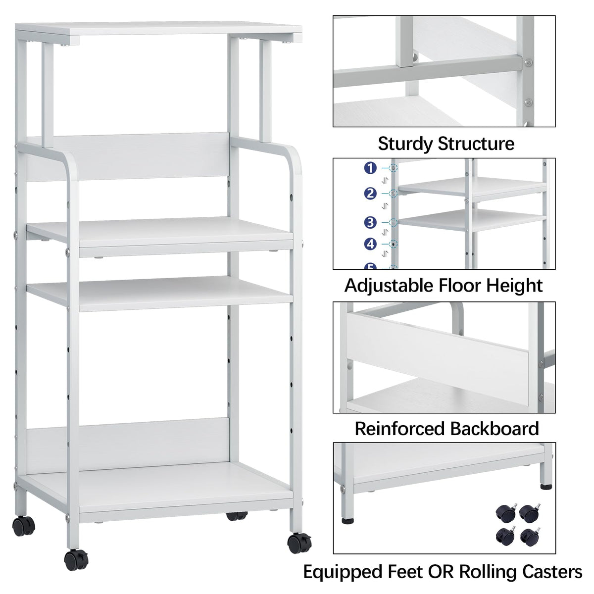 4-Tier Printer Stand with Storage Shelf Z16345