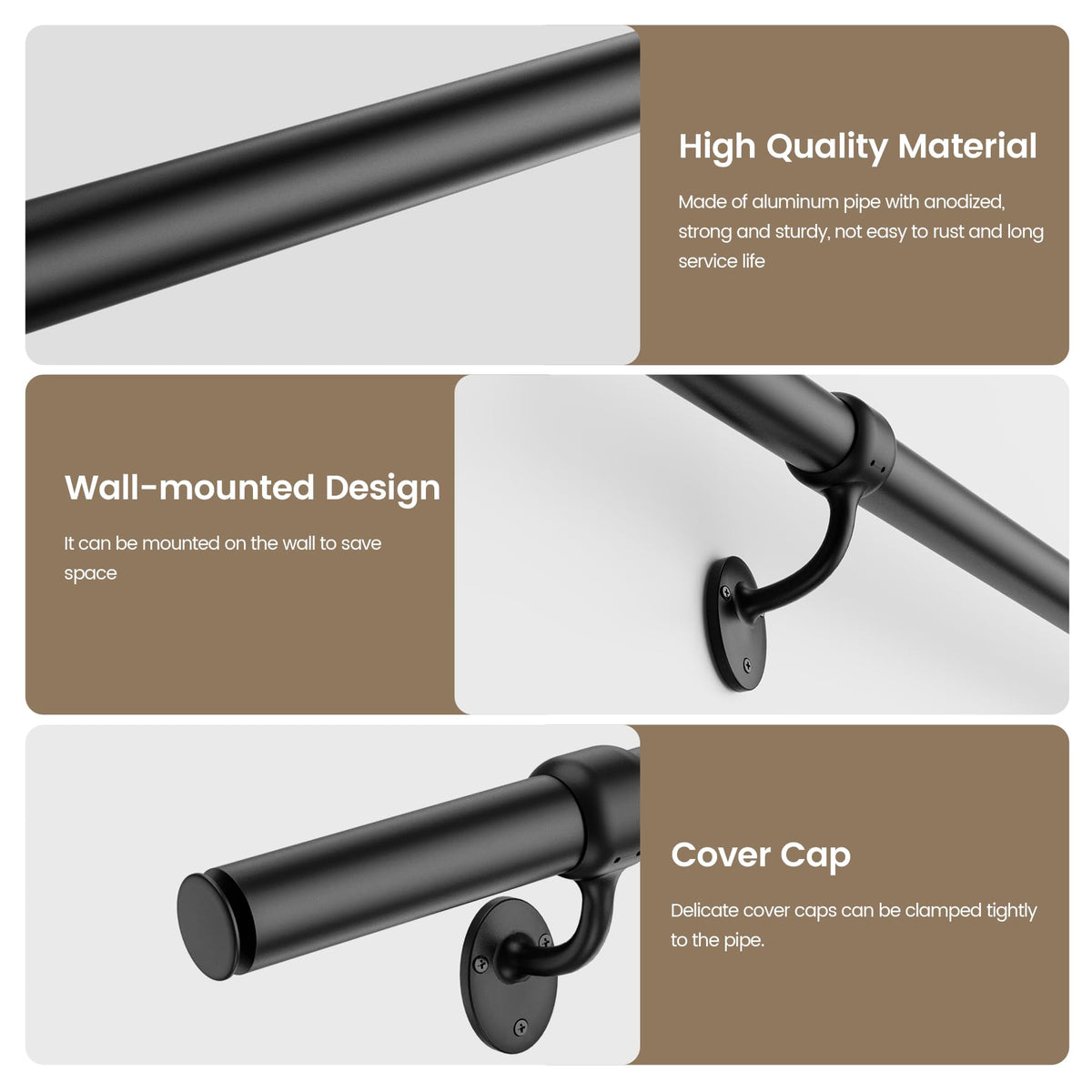 6 Feet Round Aluminum Stair Railing I8614