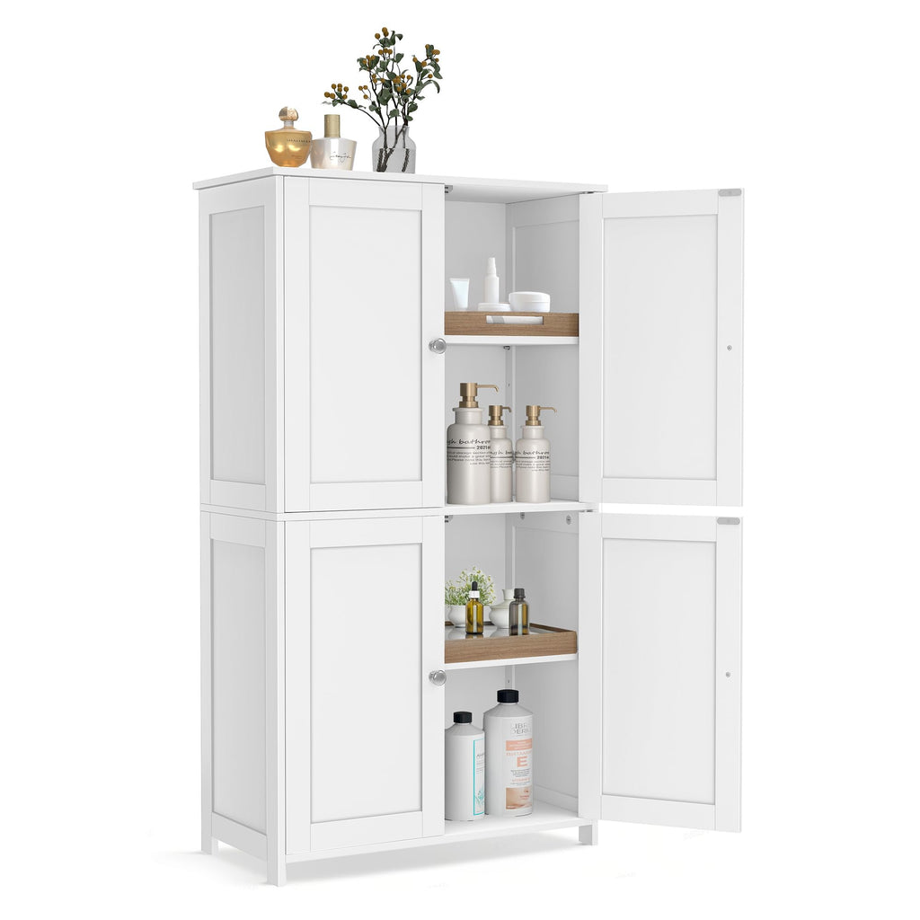 Floor Storage Cabinet with 2 Adjustable Shelves and 4 Doors J69116