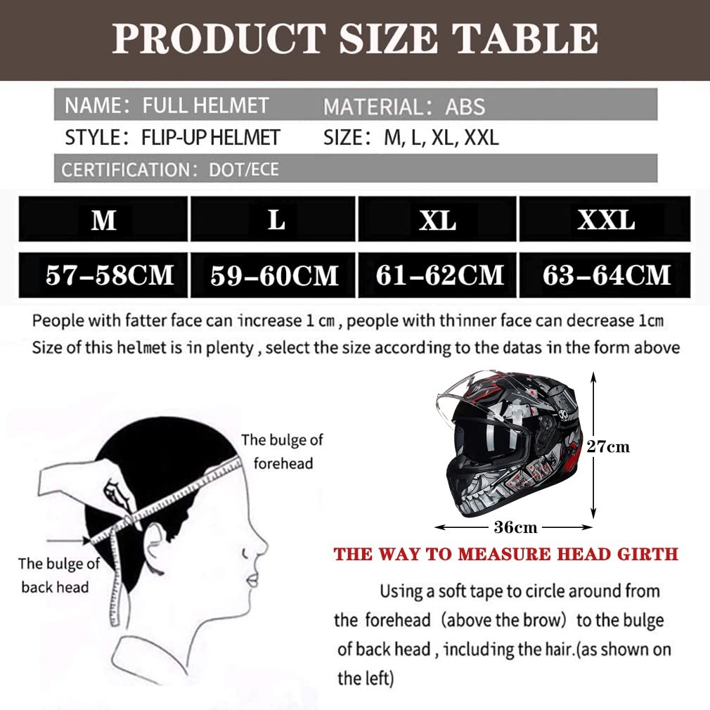 Bluetooth Motorcycle Helmet Anti-Fog Flip Up Full Face DOT Approved C14127