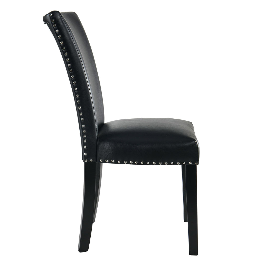 Black PU Leather Upholstered Dining Chairs Set of 2 W5281