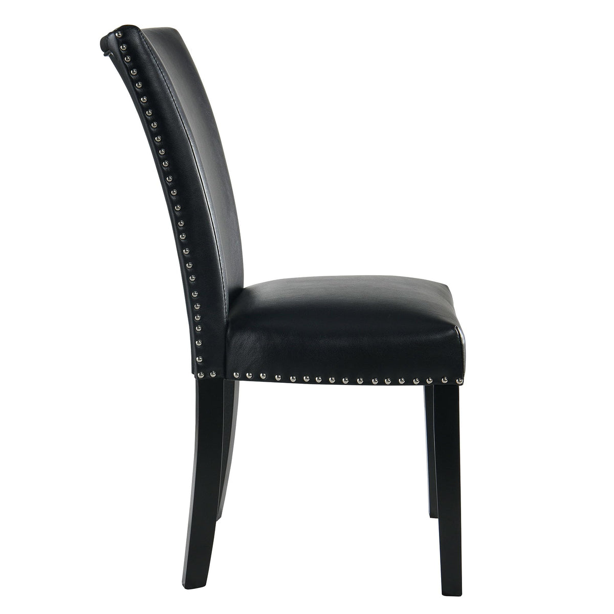 Black PU Leather Upholstered Dining Chairs Set of 2 W5281