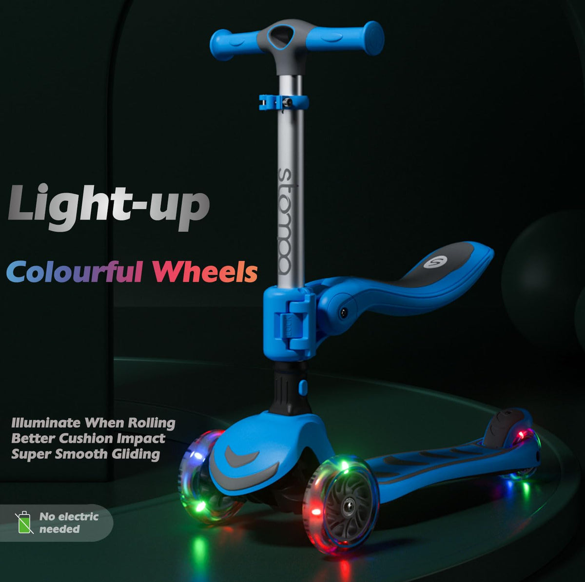 2-in-1 Light Up 3 Wheel Toddler Scooter with Seat H23686