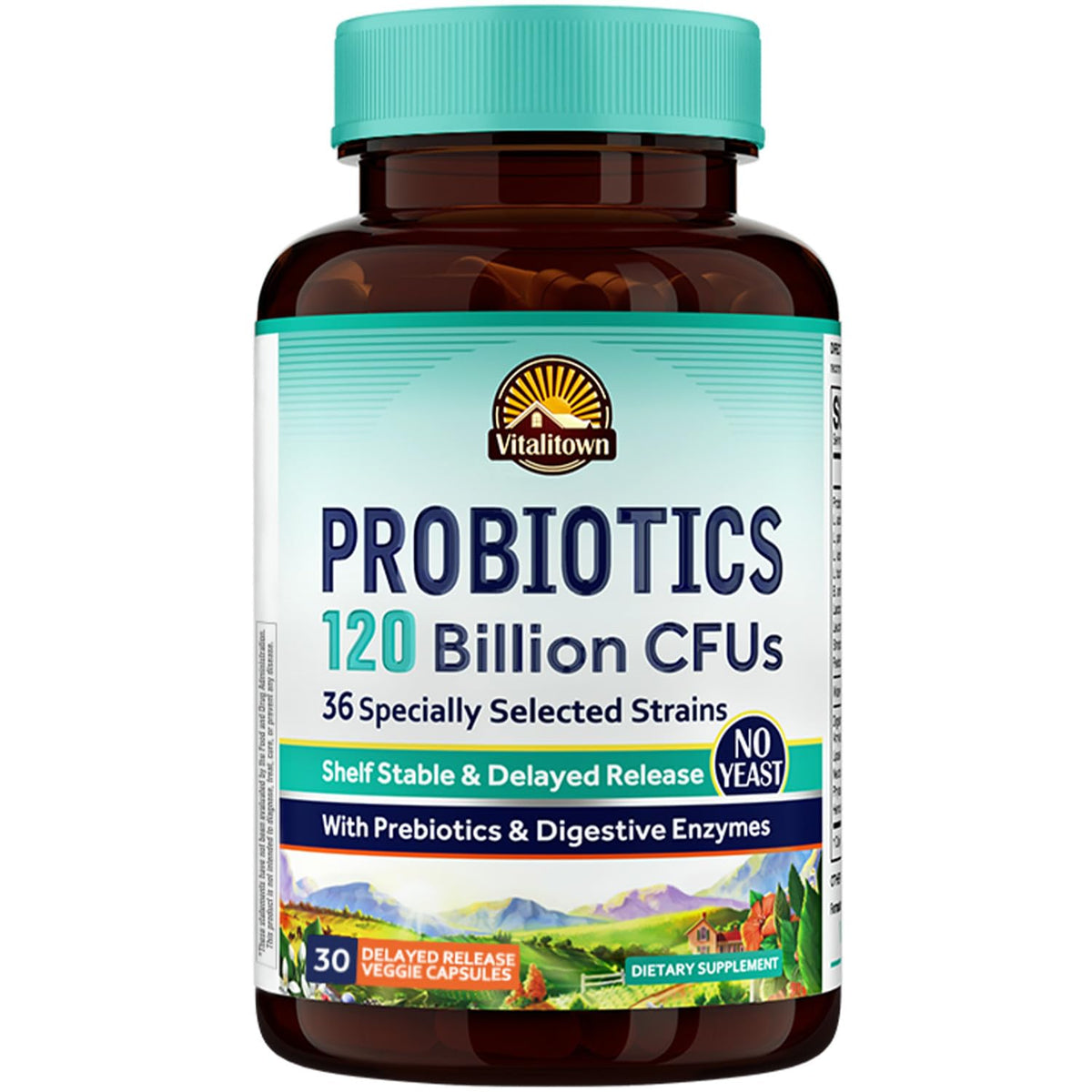 Probiotics 120 Billion CFUs 36 Strains with Prebiotics & Digestive Enzymes 30 Veg Caps D3812