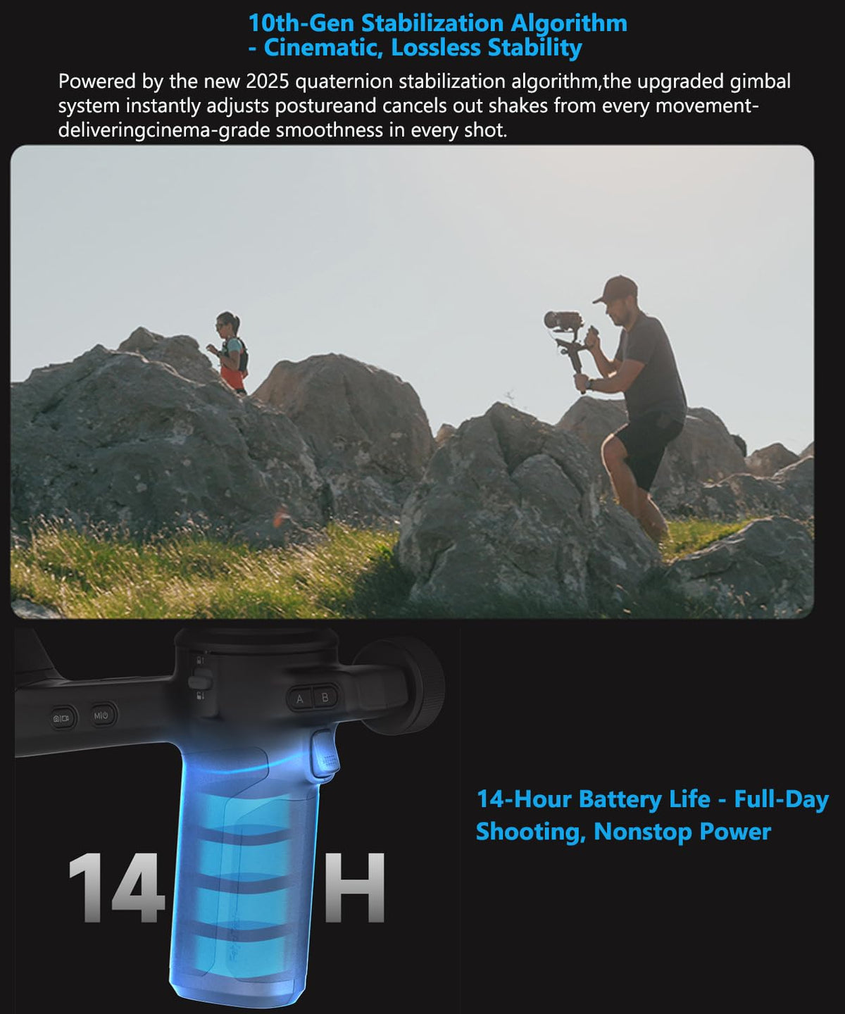 3-Axis Gimbal Stabilizer with AI Tracking and Detachable Handle S60135