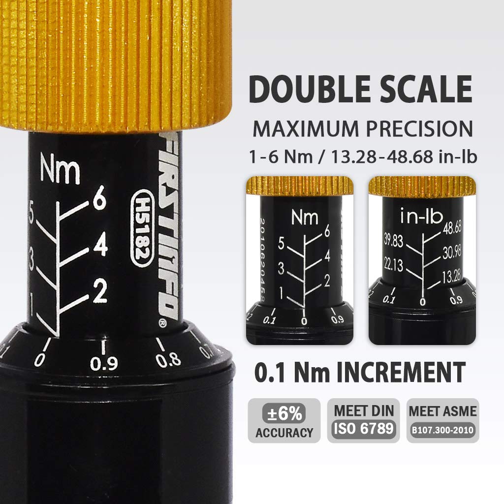Precision Certified Torque Screwdriver 1-6 Nm with 1/4 Inch Hex Bit Holder F706673