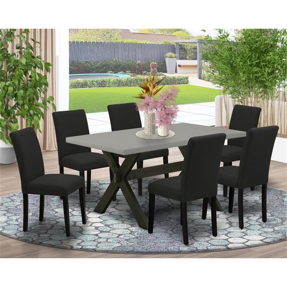 7 Piece Dining Set with 36x60 Inch Table and 6 Black Chairs Y478949