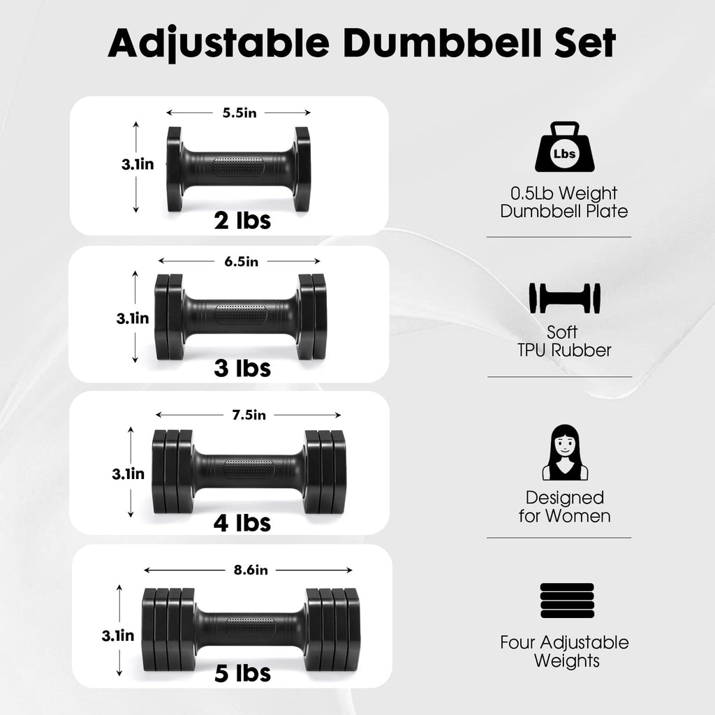Adjustable Dumbbell Set 2lb 3lb 4lb 5lb Y1160