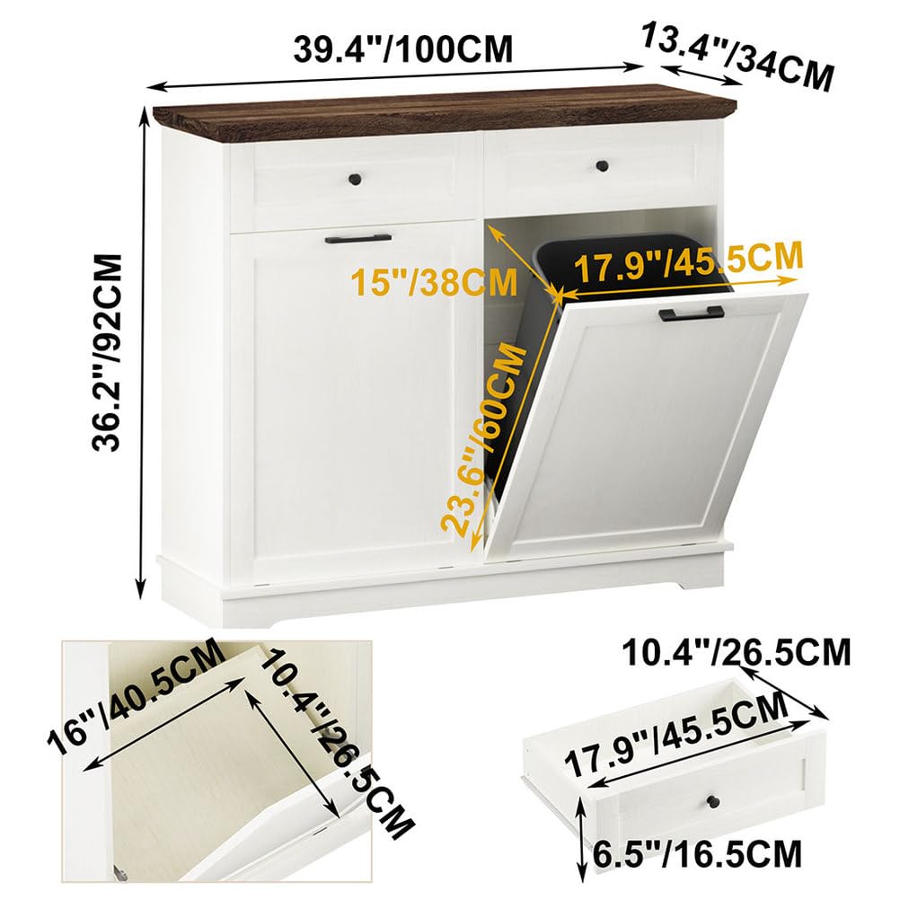 Double Tilt Out Trash Cabinet, Antique White Z7646
