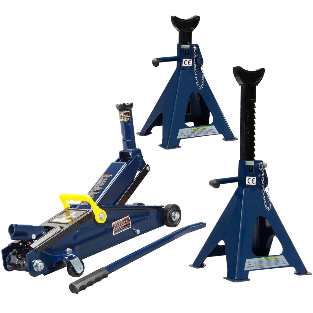 3 Ton Floor Jack & 6 Ton Jack Stands Q9955