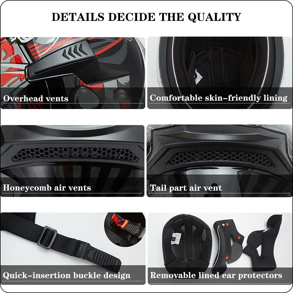 Bluetooth Motorcycle Helmet Anti-Fog Flip Up Full Face DOT Approved C14127
