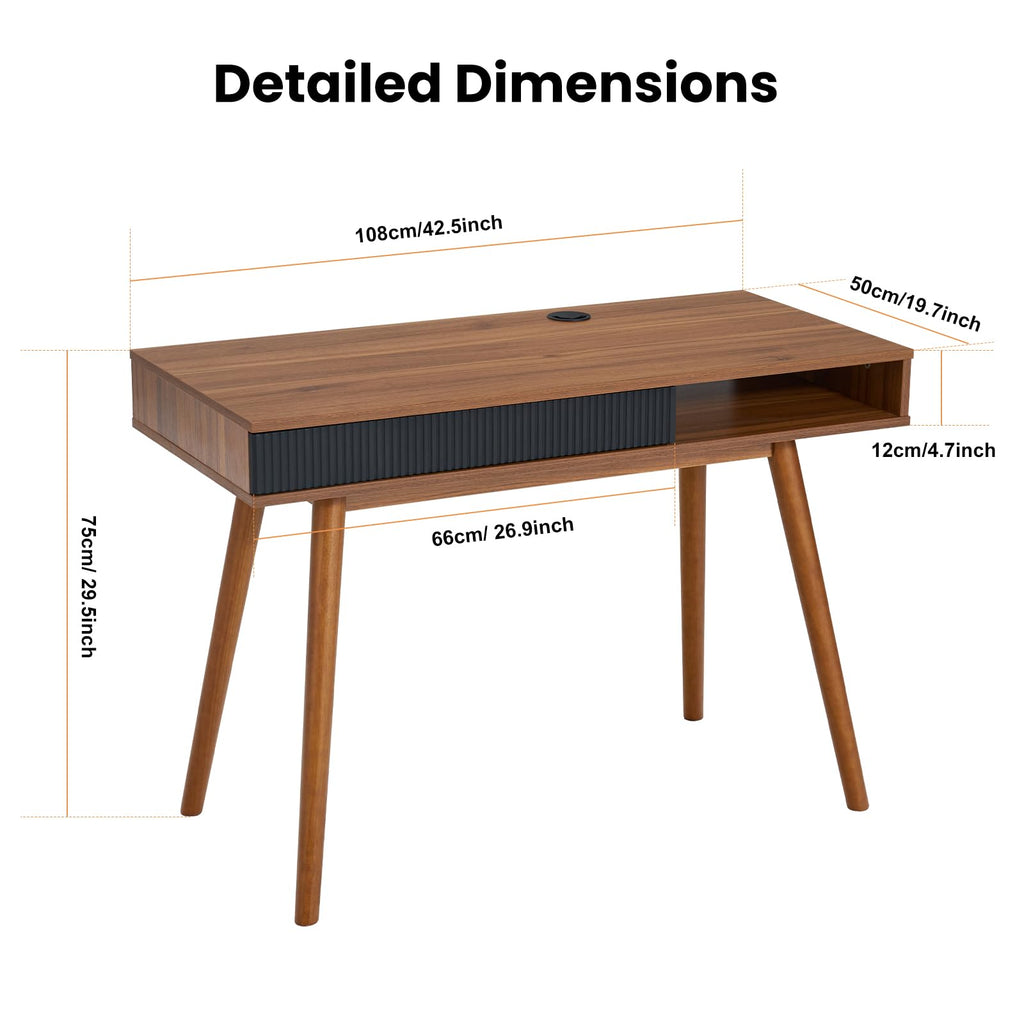 Walnut Wood Desk with Drawer K6494