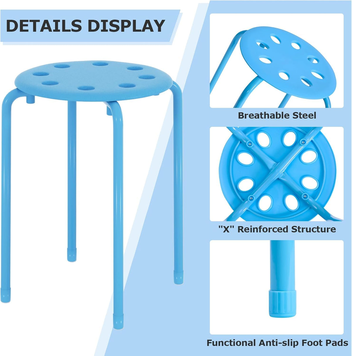 6 Piece Stacking Stools 17.7 Inch Colorful J321