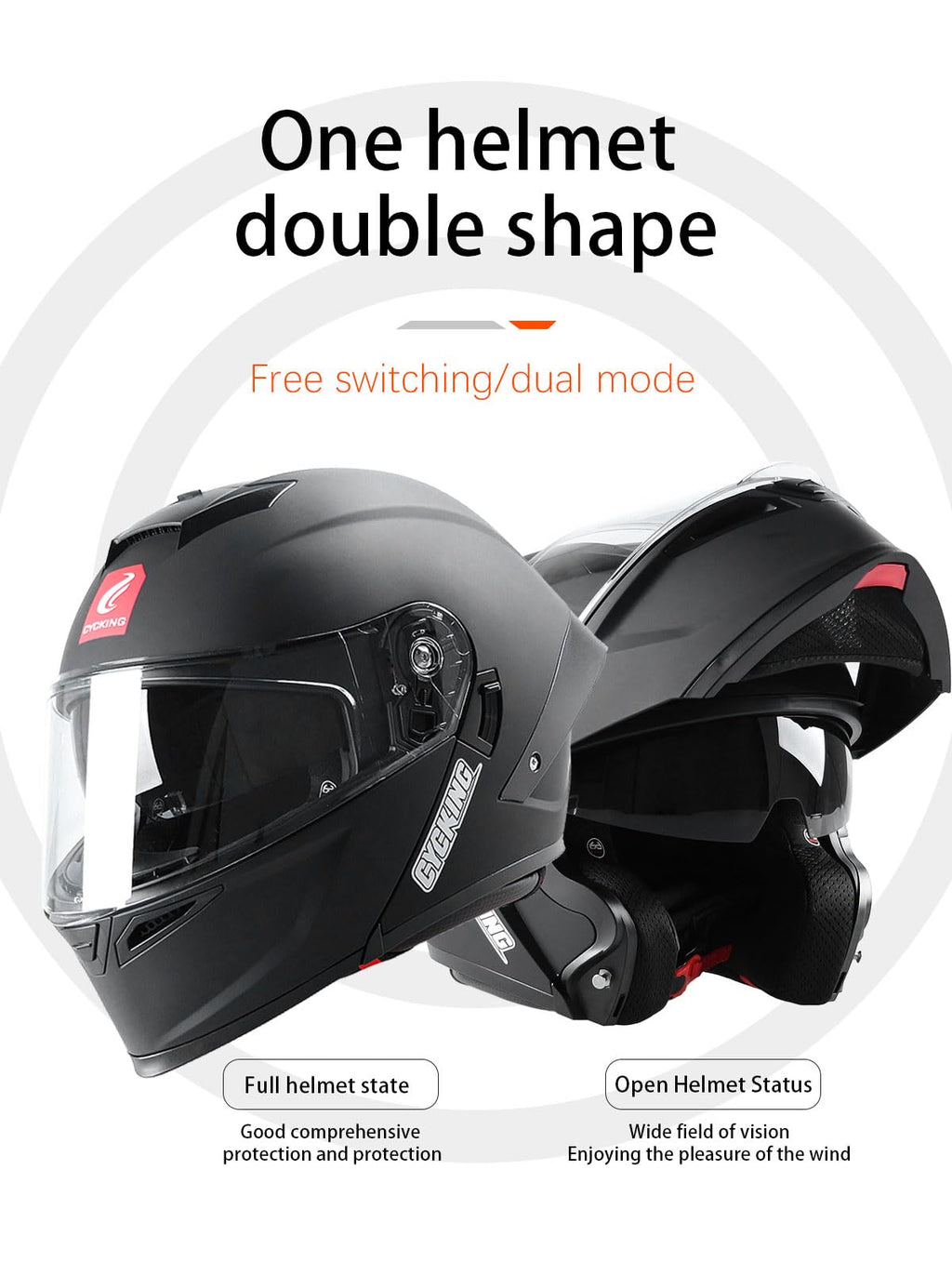 Modular Flip Up Full Face Motorcycle Helmet with Dual Visor M1054
