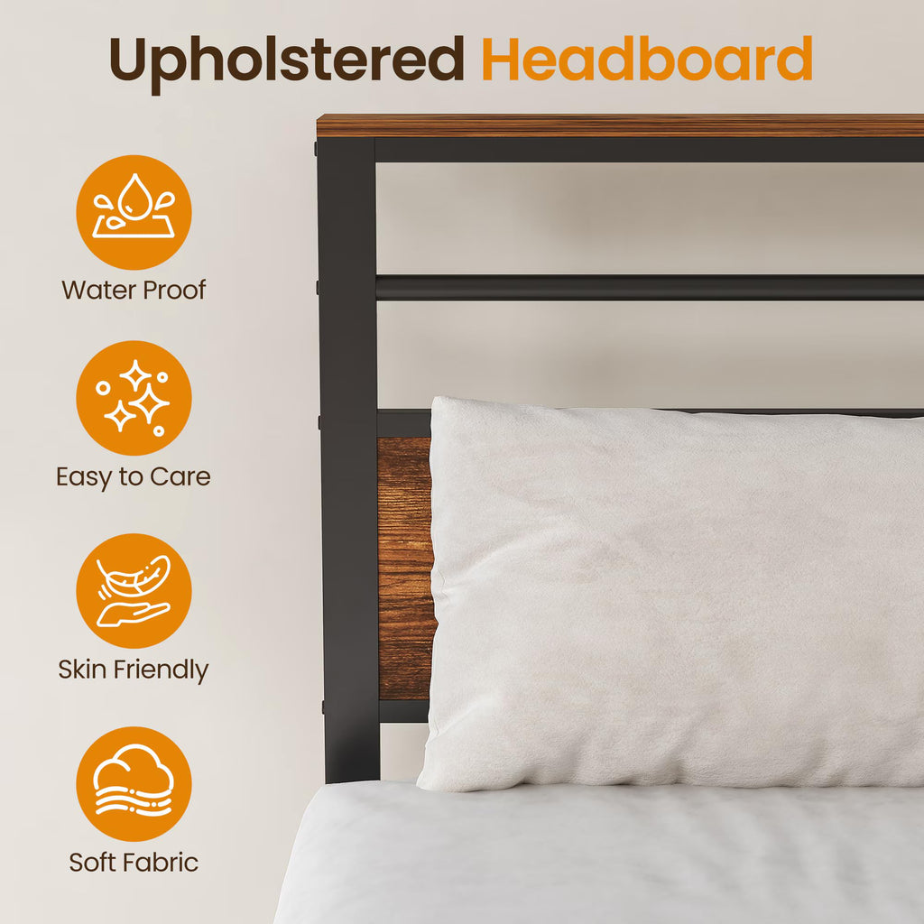 Twin Bed Frame with LED Lights & Charging Station T866