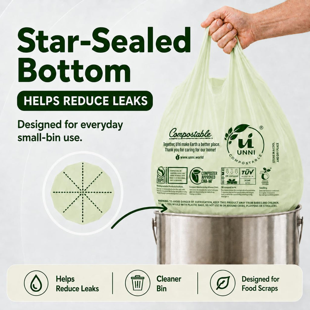 1.6 Gallon Compostable Bags with Easy-Tie Handles, 50 Count P816