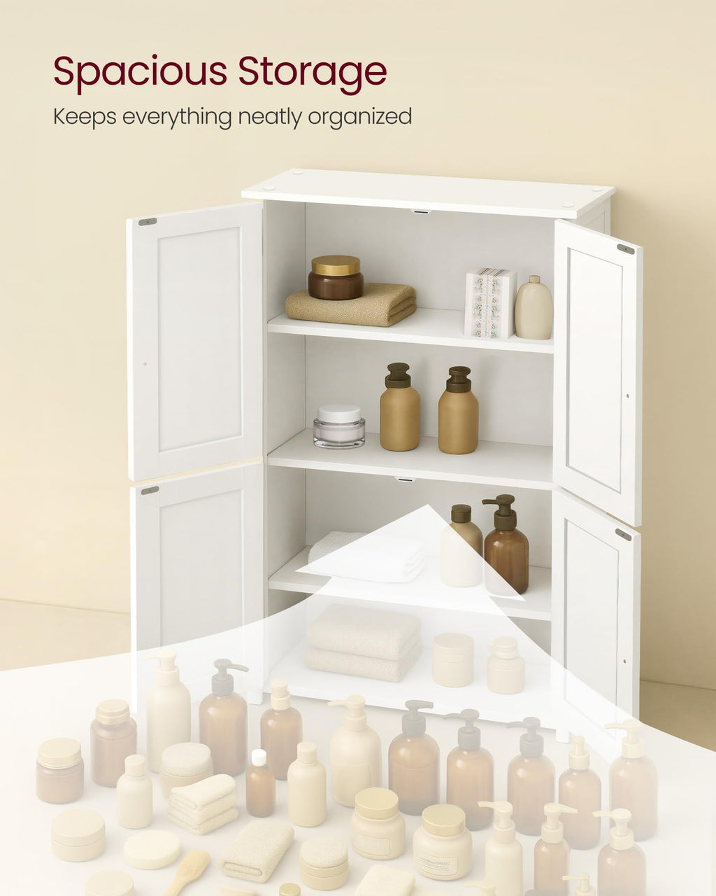 Floor Storage Cabinet with 2 Adjustable Shelves and 4 Doors J69116