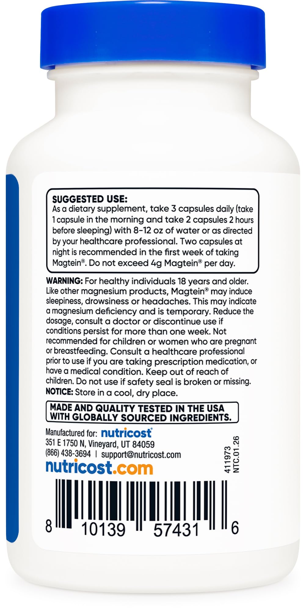 Magnesium L-Threonate 2,000mg 90 Capsules O45384