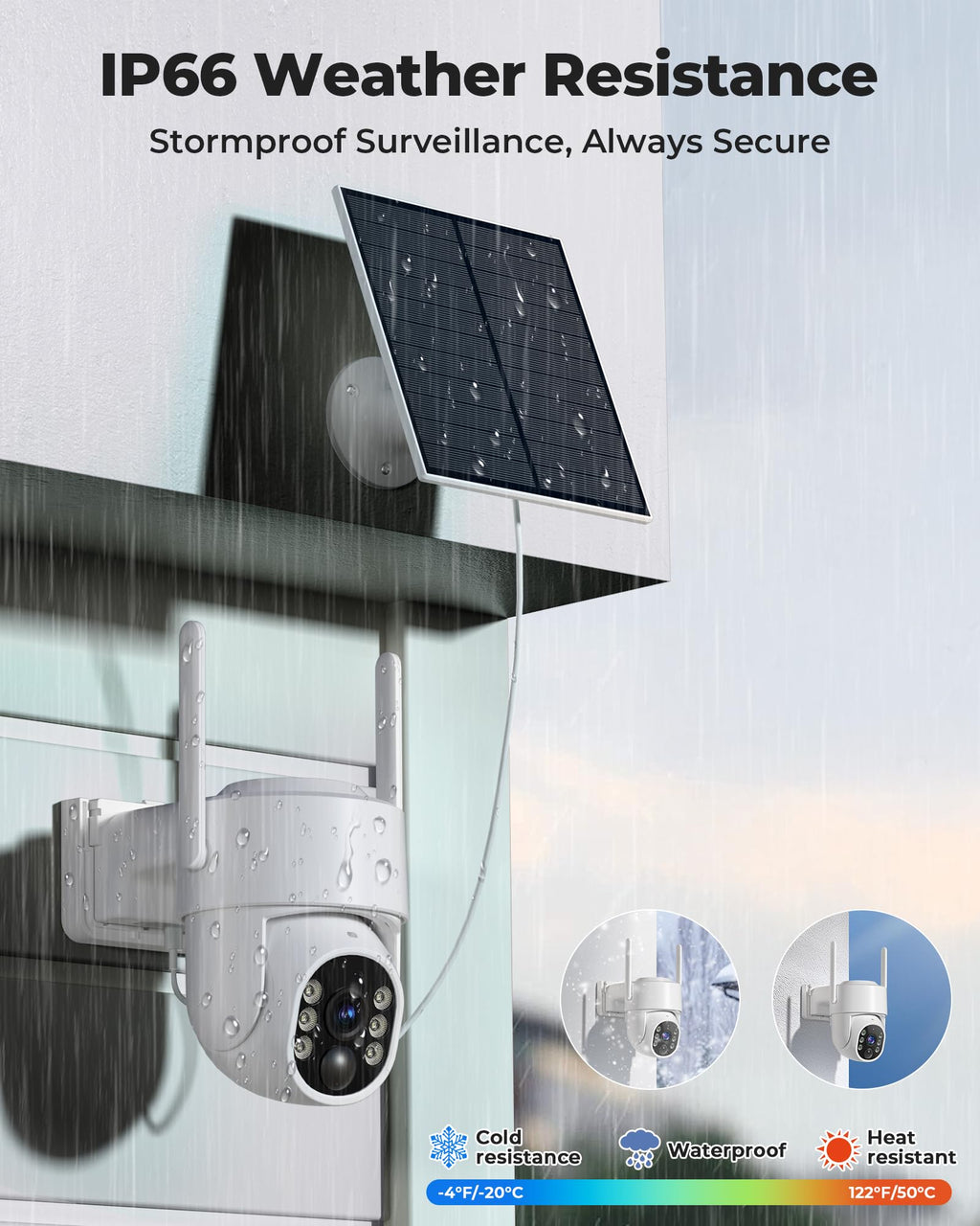 Wireless Outdoor Security Cameras 4MP Solar Powered 360°PTZ A69389