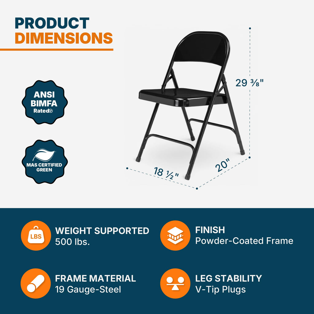 Black Steel Folding Chairs 4-Pack Q358