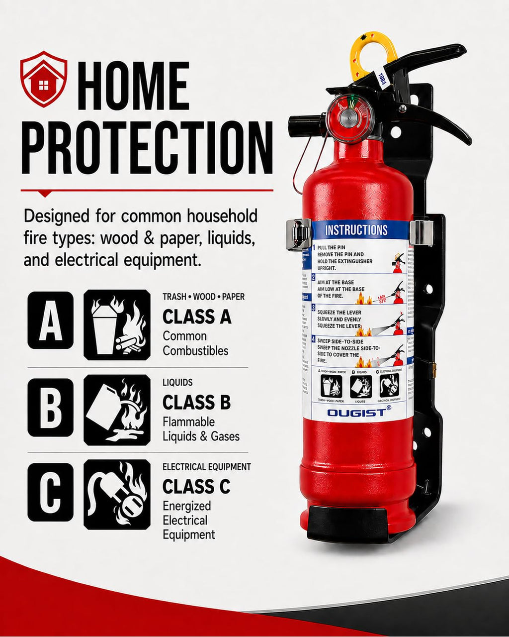 2.5 lb ABC Dry Chemical Fire Extinguisher with Wall Mount T78315