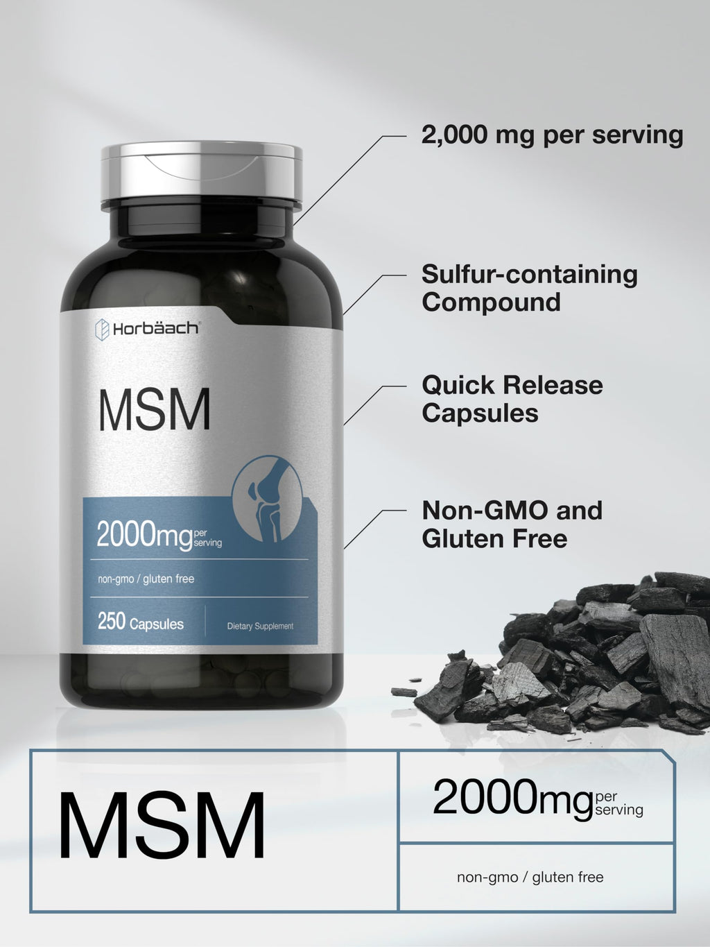 MSM Methylsulfonylmethane 2000mg 250 Capsules U908