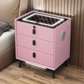 Pink 3 Drawer Nightstand with Charging Station and Speakers L9820