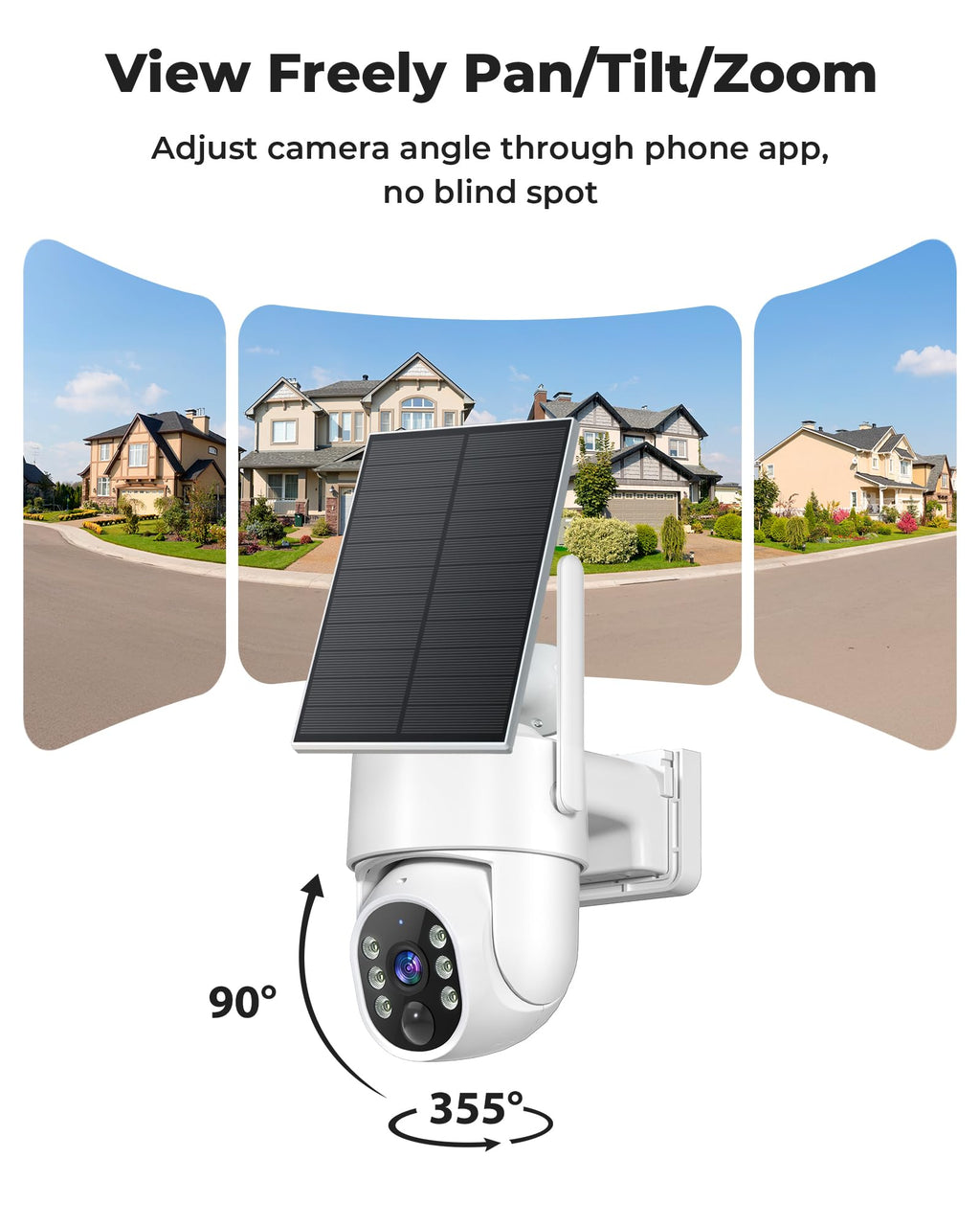 Wireless Outdoor Security Cameras 4MP Solar Powered 360°PTZ A69389