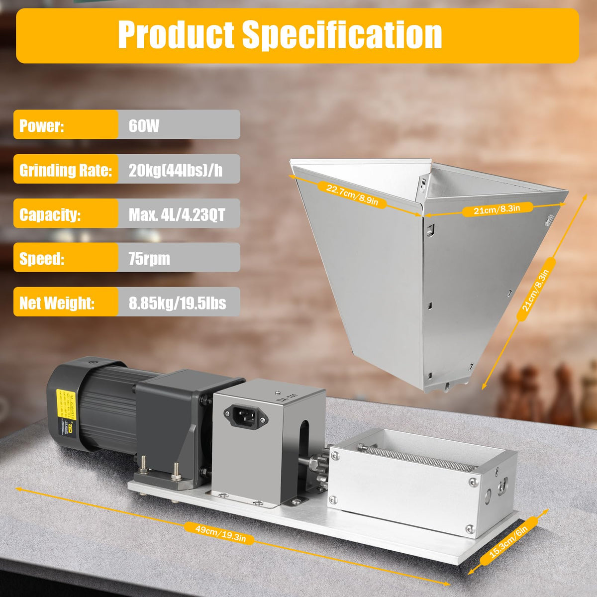 110V 60W Stainless Steel Grain Mill G462498