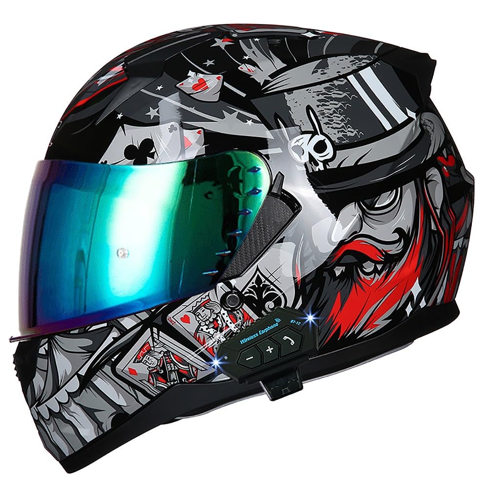 Bluetooth Motorcycle Helmet Anti-Fog Flip Up Full Face DOT Approved C14127